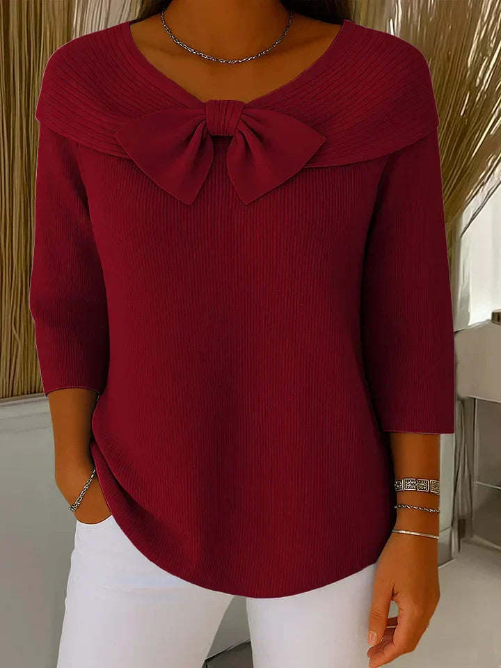 Serenna | Women's Sweater with Bow and Round Neckline