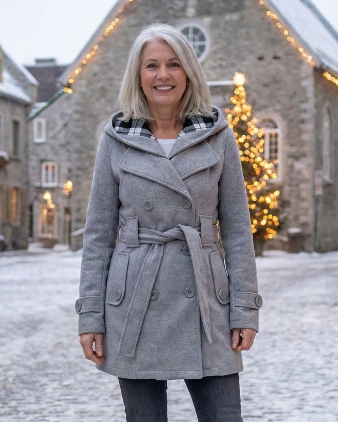 Sheila | Plaid Collar Wool Coat
