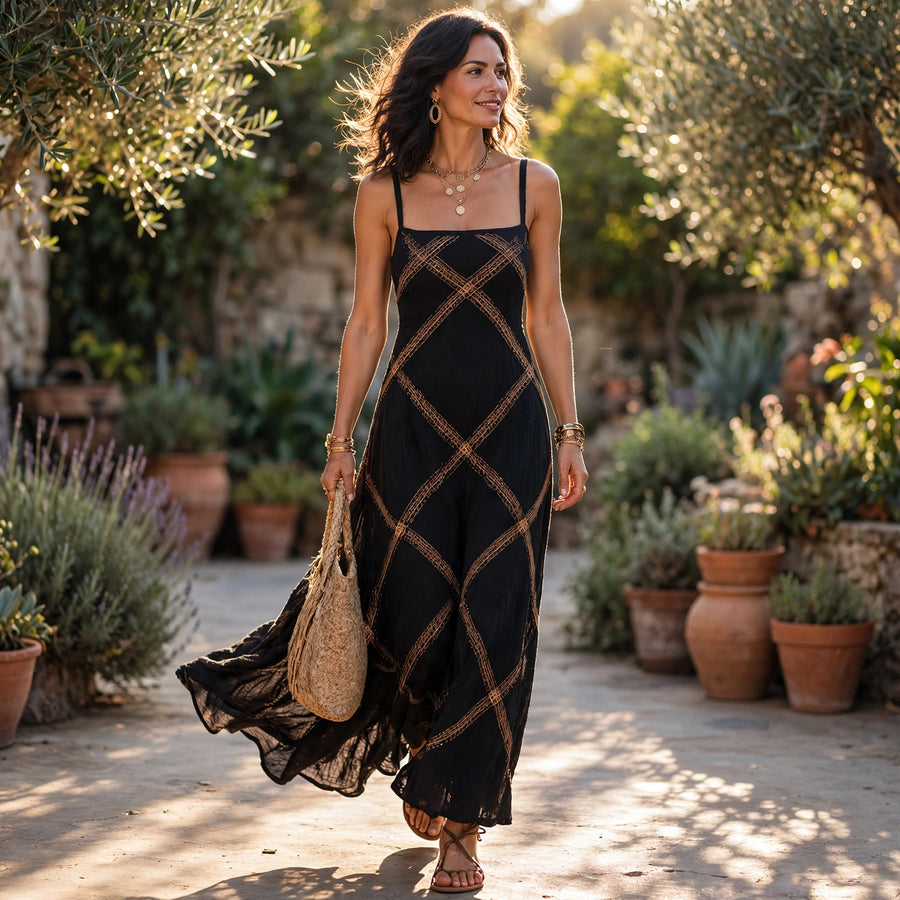 Vittoria – Black Camel Geometric Dress