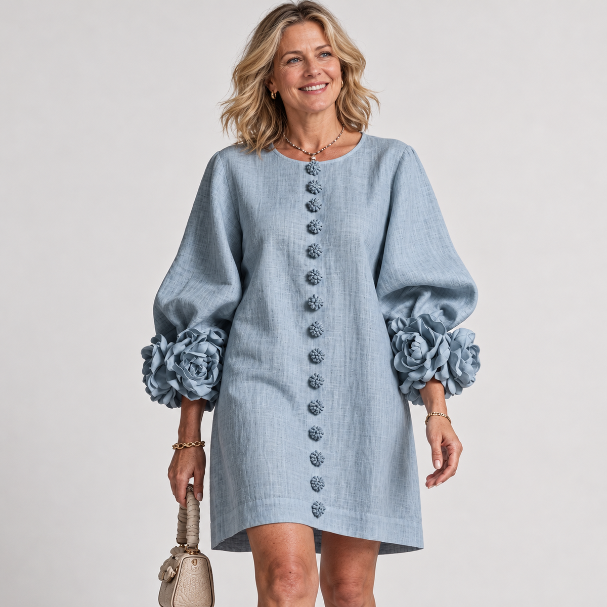 Monique™ | Rosette Sleeve Shift Dress