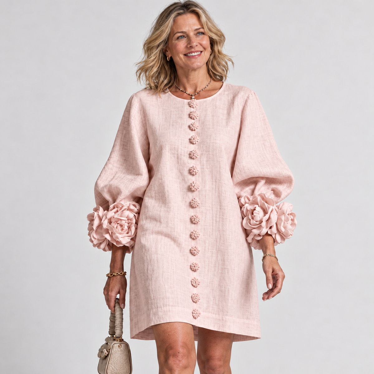 Monique™ | Rosette Sleeve Shift Dress