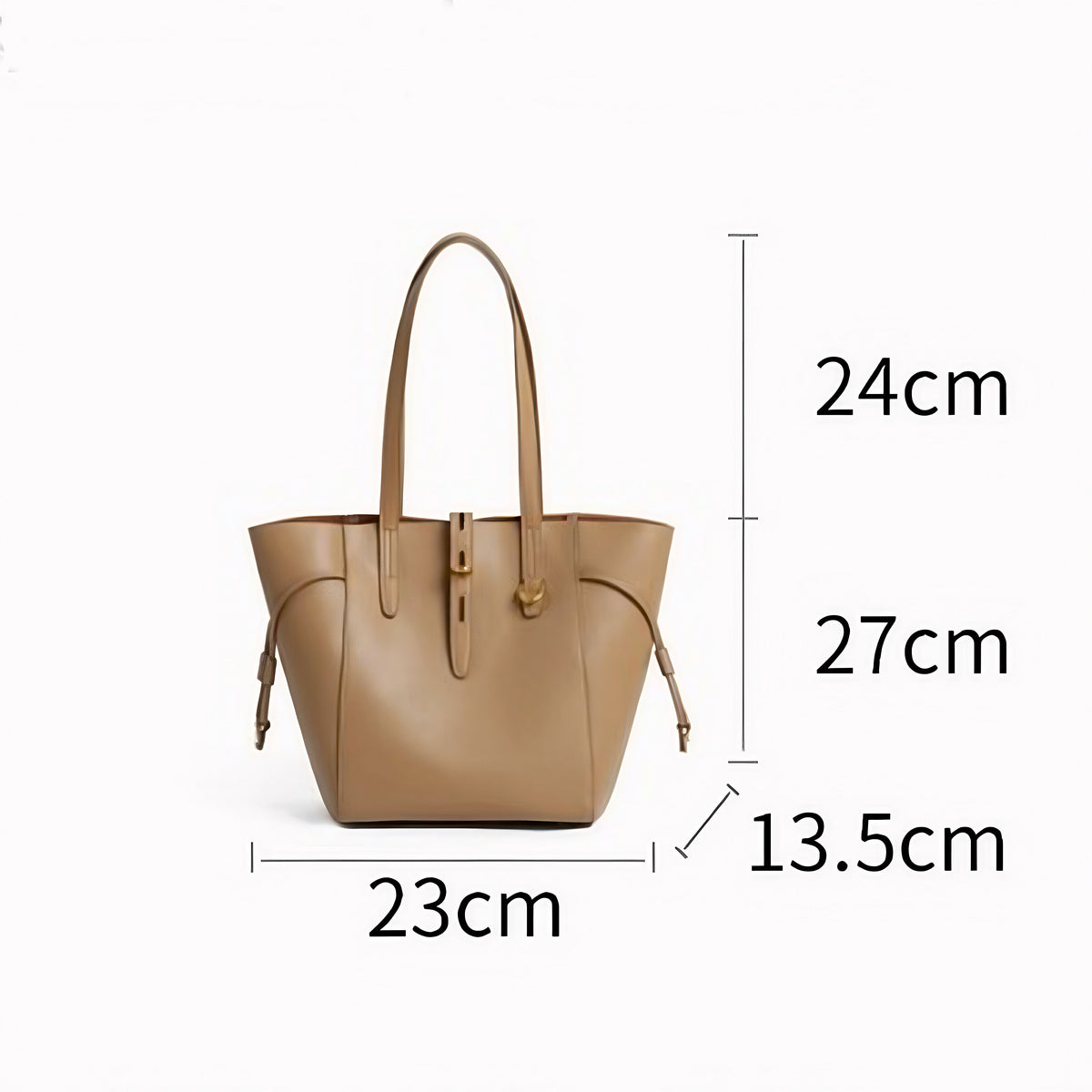 Genuine Leather Vintage Lock Buckle Tote Bag
