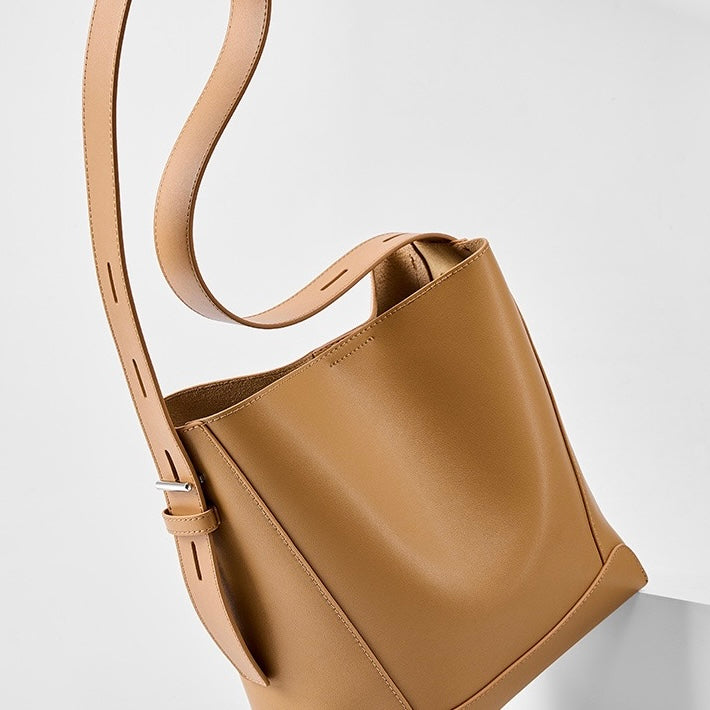 Genuine Leather Crossbody & Shoulder Oversized Bucket Bag