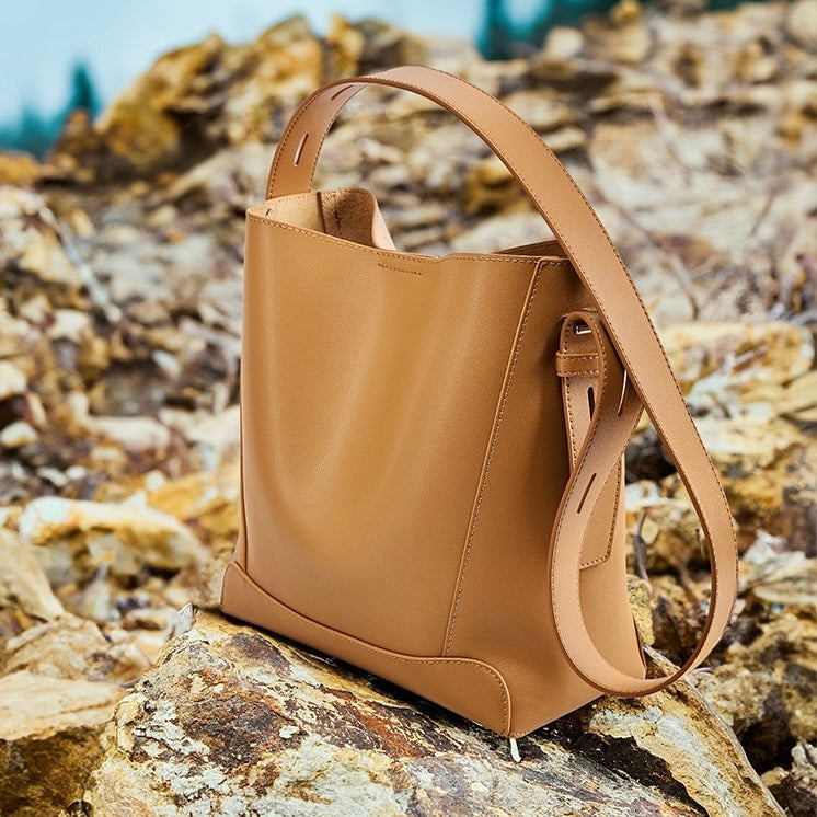 Genuine Leather Crossbody & Shoulder Oversized Bucket Bag