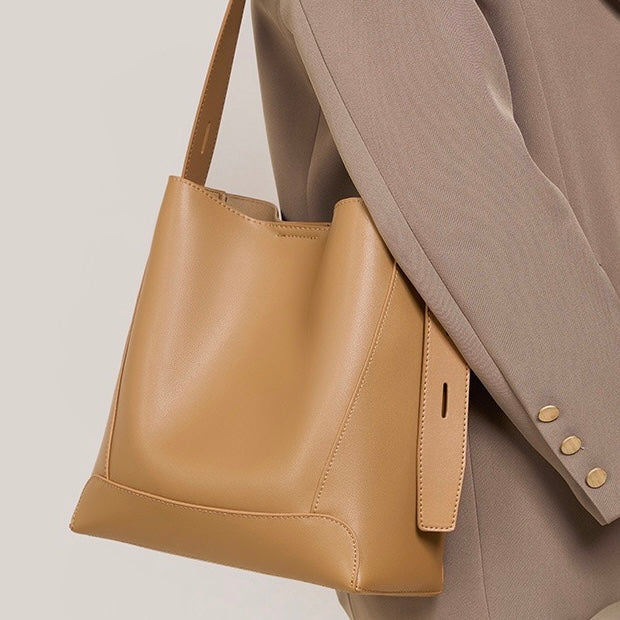 Genuine Leather Crossbody & Shoulder Oversized Bucket Bag