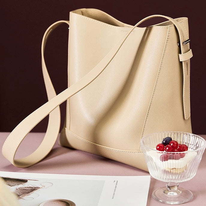 Genuine Leather Crossbody & Shoulder Oversized Bucket Bag