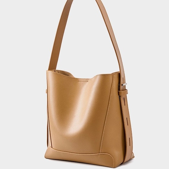 Genuine Leather Crossbody & Shoulder Oversized Bucket Bag