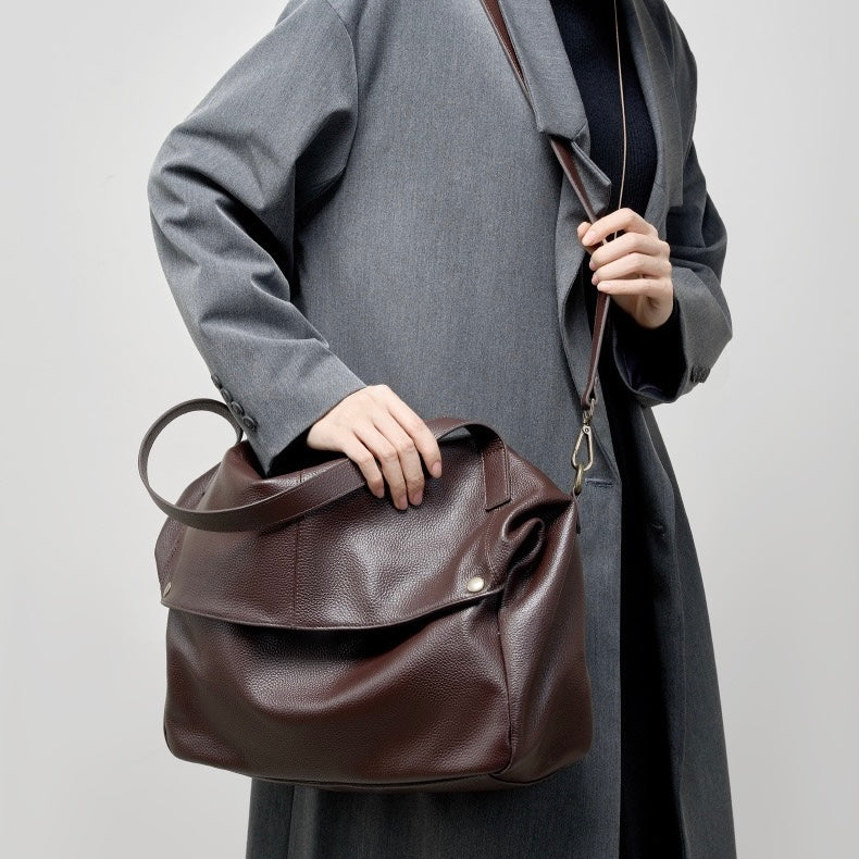 Retro Genuine Leather Soft Minimalist Tote Bag
