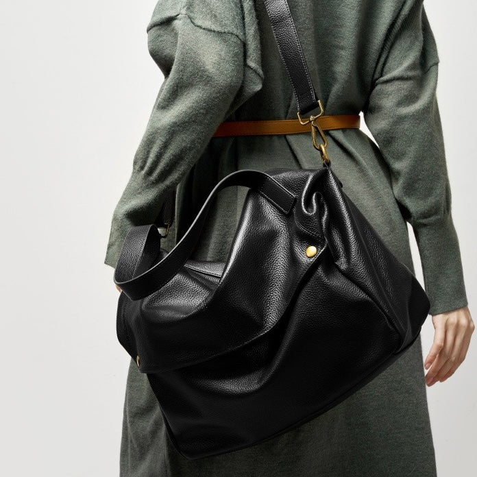 Retro Genuine Leather Soft Minimalist Tote Bag