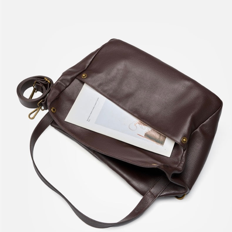 Retro Genuine Leather Soft Minimalist Tote Bag