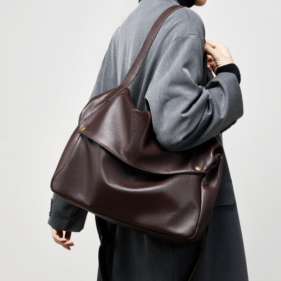 Retro Genuine Leather Soft Minimalist Tote Bag