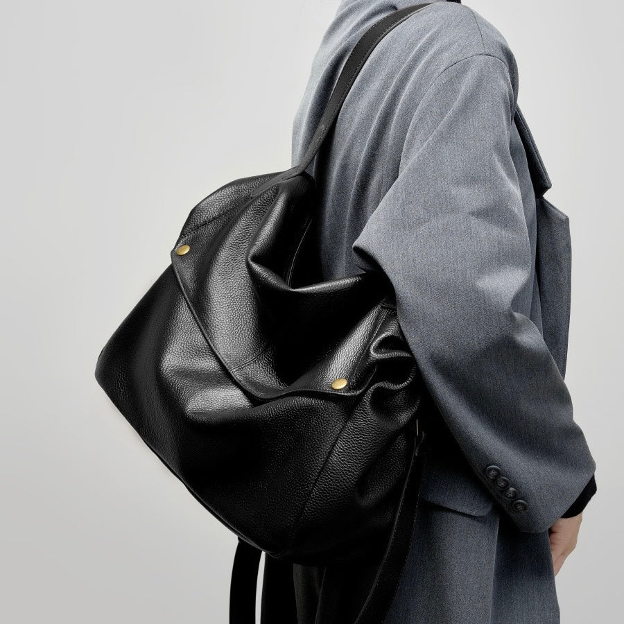 Retro Genuine Leather Soft Minimalist Tote Bag