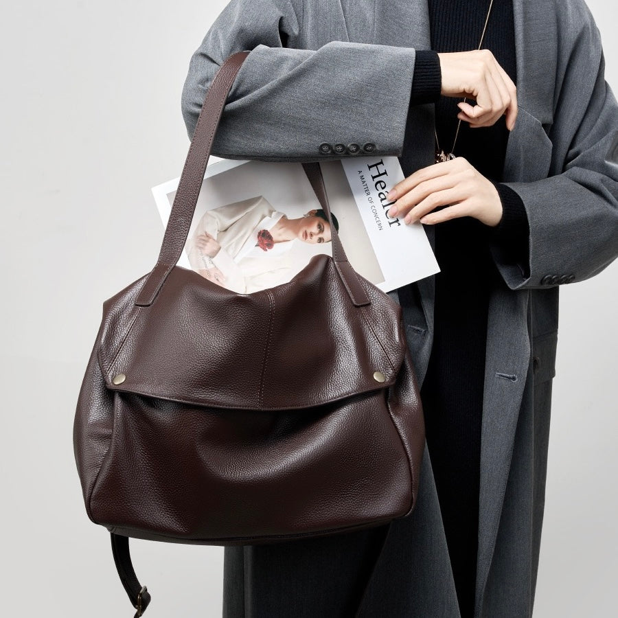 Retro Genuine Leather Soft Minimalist Tote Bag