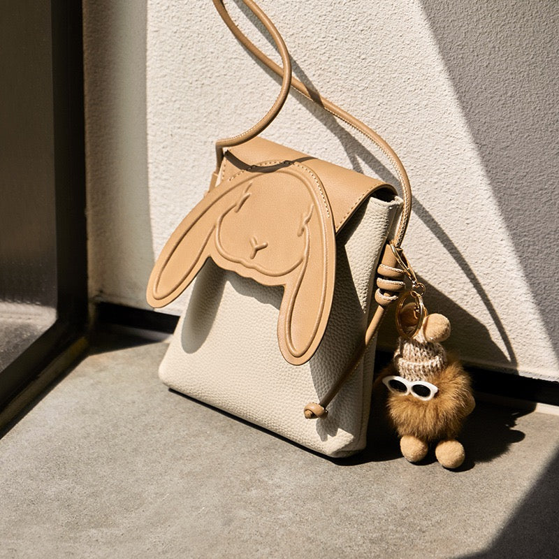 Rabbit Genuine Leather Mini Crossbody Phone Bag