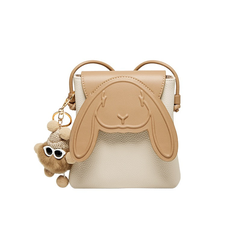 Rabbit Genuine Leather Mini Crossbody Phone Bag