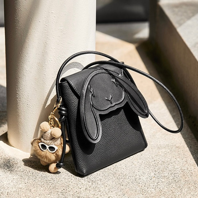 Rabbit Genuine Leather Mini Crossbody Phone Bag
