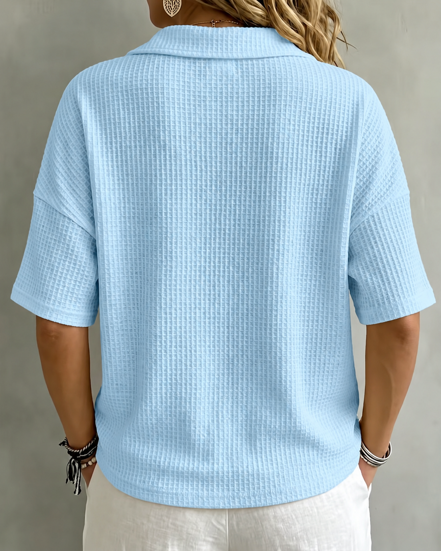 Maddison | Relaxed Waffle Polo Top