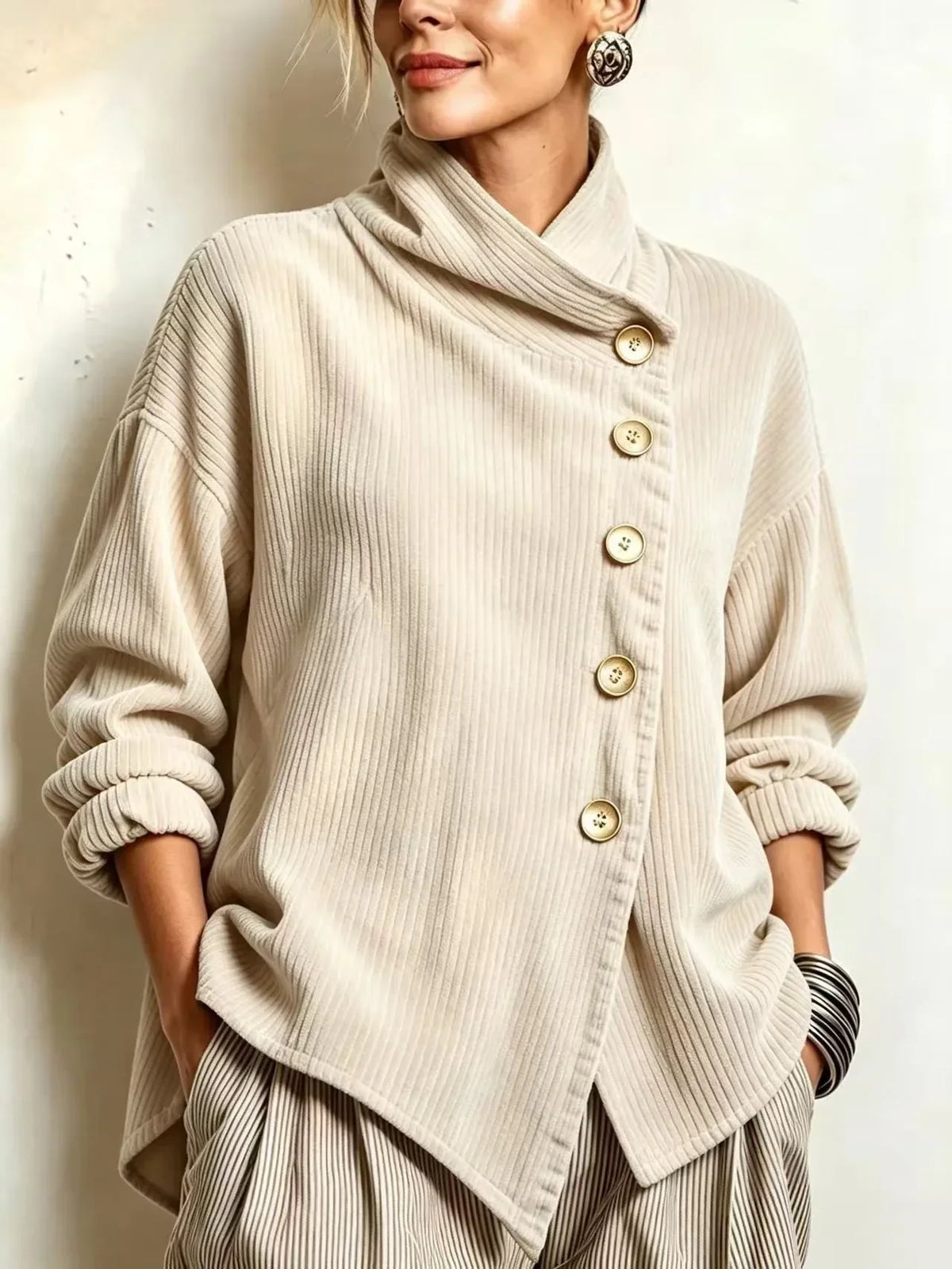 Amber | Corduroy Button-Up Top