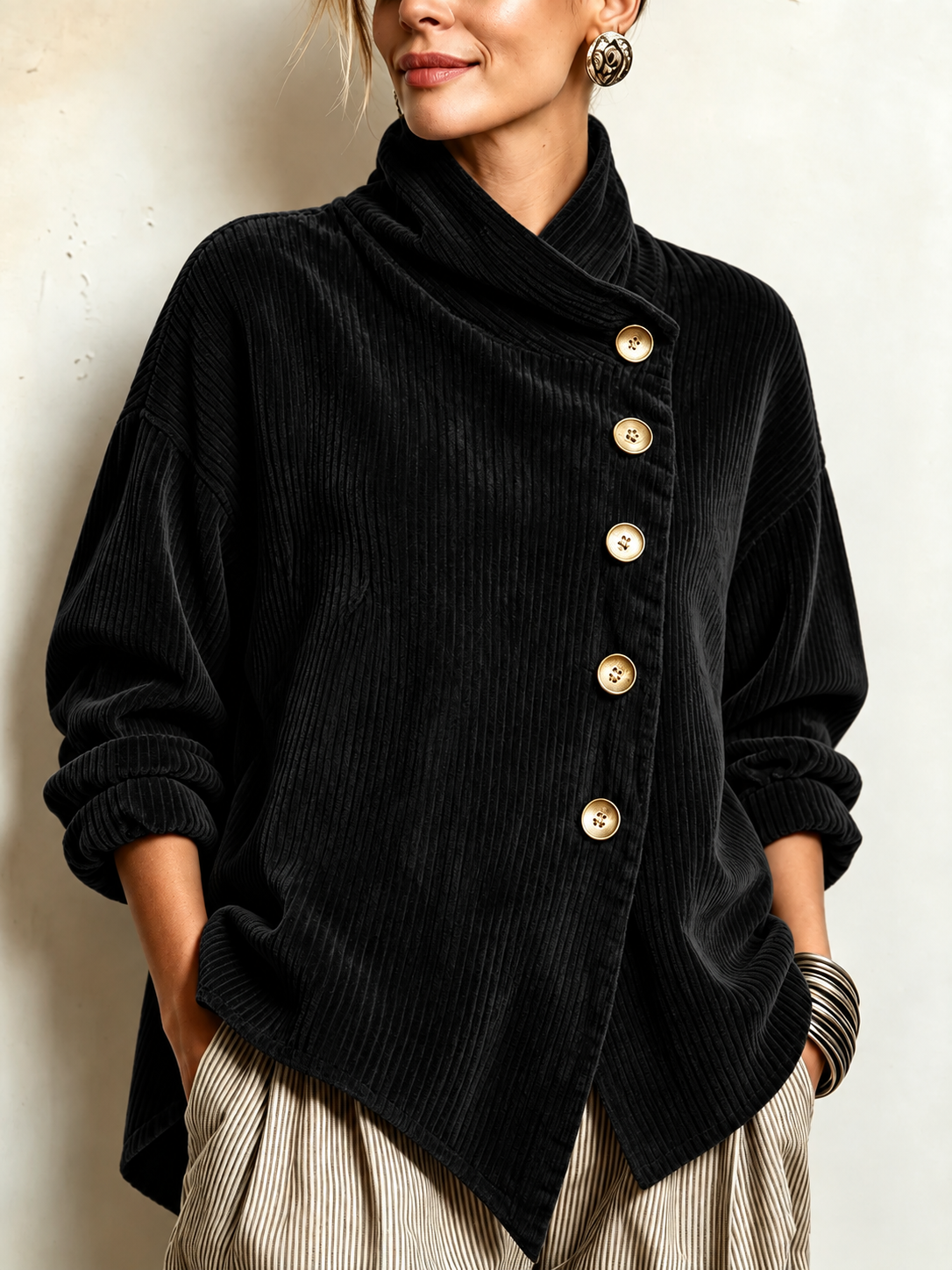 Amber | Corduroy Button-Up Top
