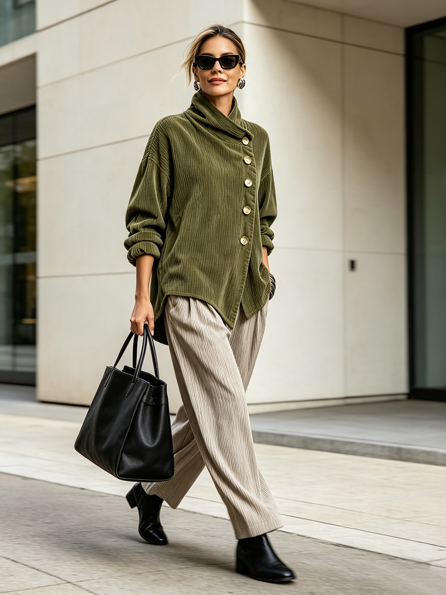 Amber | Corduroy Button-Up Top