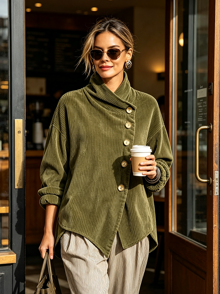 Amber | Corduroy Button-Up Top