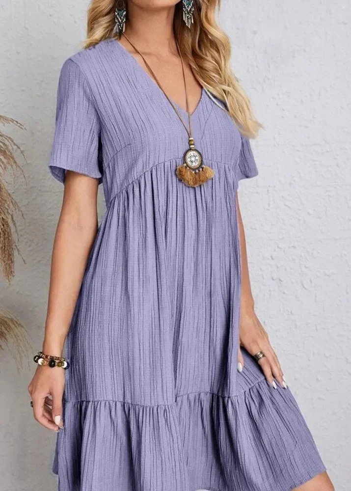 Jana™ – V-neck Ribbed Layered Mini Dress