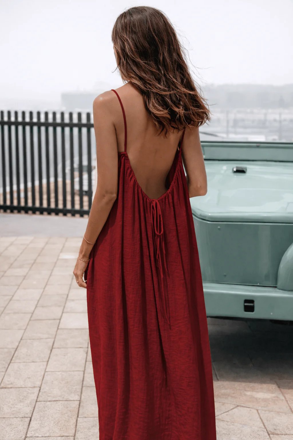 Lina™ – Adjustable Strap Open Back Maxi Dress